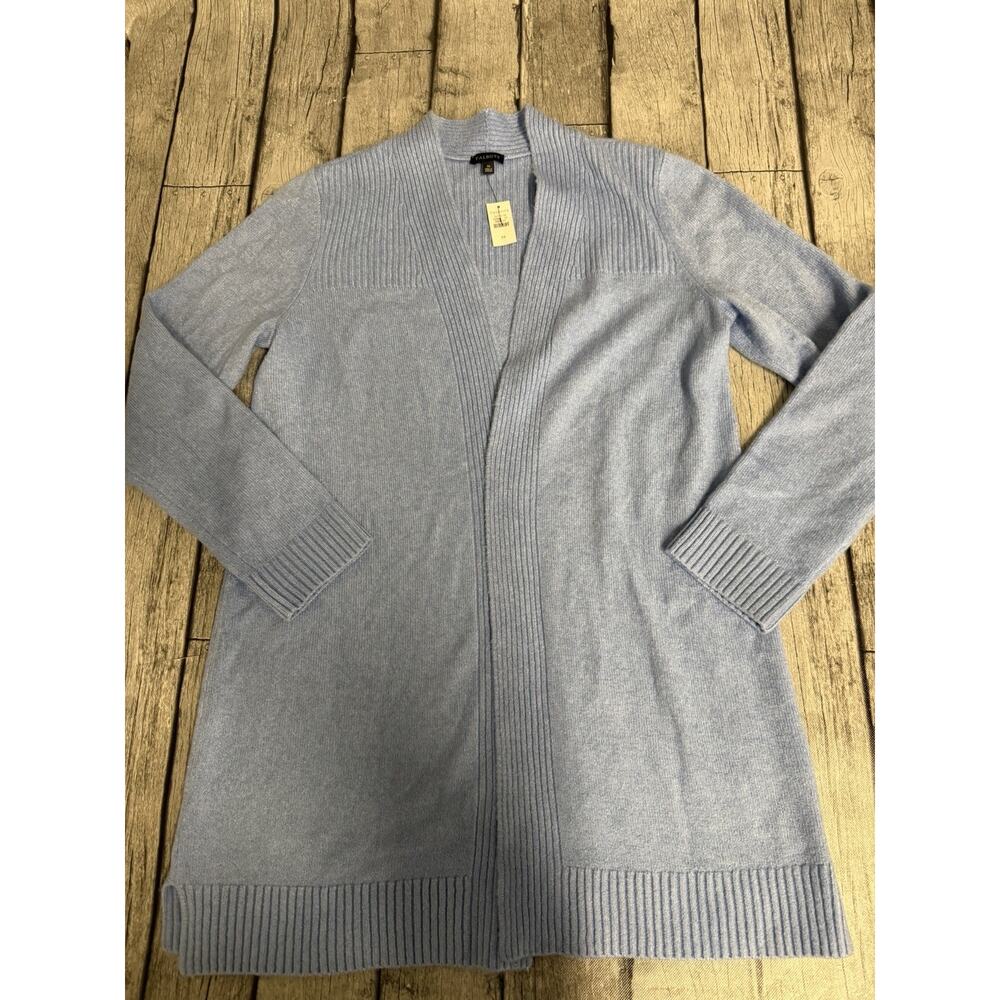 NWT Women’s Talbots Long Open Cardigan Lt Blue Medium Lightweight Spring